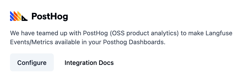 PostHog integration settings in Muster